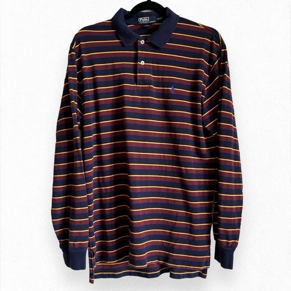 Polo Ralph Lauren Other - Ralph Lauren Polo Striped Shirt Navy Blue Burgundy Rubgy Casual  Size Medium